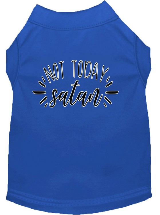 Not Today Satan Screen Print Dog Shirt Blue Sm